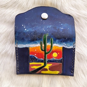 Tarjetero/ Cartera de Cuero Natural