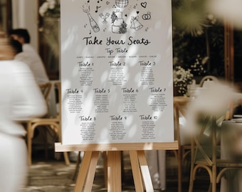 Hand Drawn Wedding Table Plan • Scribble Seating Chart Sign