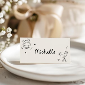 Tarjetas de lugar para bodas dibujadas a mano, tarjetas de lugar para bodas con garabatos, tarjetas para asientos de boda, arreglos de mesa para bodas, tarjetas de carpa con garabatos