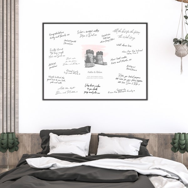 Wedding Alternative Guestbook Print, Personalised Guest Book Poster, Venue Sketch Guest Book Sign, Venue illustration, wedding keepsake