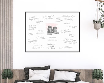 Wedding Alternative Guestbook Print, Personalised Guest Book Poster, Venue Sketch Guest Book Sign, Venue illustration, wedding keepsake