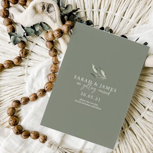 Olive Leaf Save the Date, Sage Save the Date Card, Hochzeitsankündigungskarte, Greenery Save the Date Card, Günstige Save the Dates