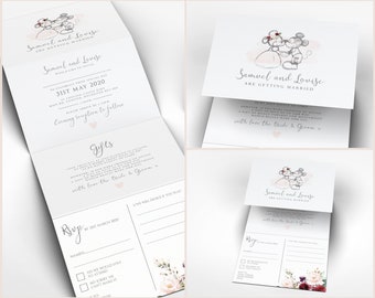 rsvp insert details card Fairytale Hidden Mickey Minnie Templett INSTANT TEMPLATE Disney Wedding Suite Magic Kingdom Flourish invitation