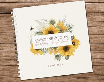 Sunflower Wedding Guestbook, Rustic Sunflower Wedding Guest book, Guestbook Wedding Album, Personalised