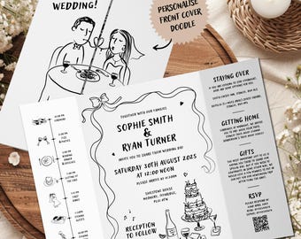 Personalised Scribble Doodle Wedding Invitations • Custom Hand-Drawn Style Invite • Unique Fun Whimsical Wedding Stationery