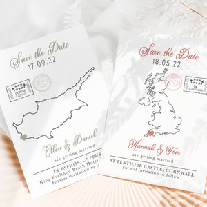 Hochzeit in Zielland, Save the Date, Ort Save the Date Karten, Hochzeit im Ausland, Reise Save the Date, Strand