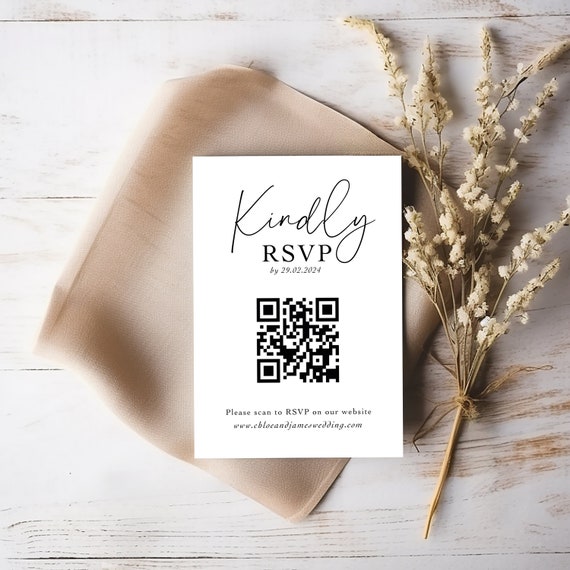 Wedding RSVP Cards • Personalised QR Code, Printed & Shipped