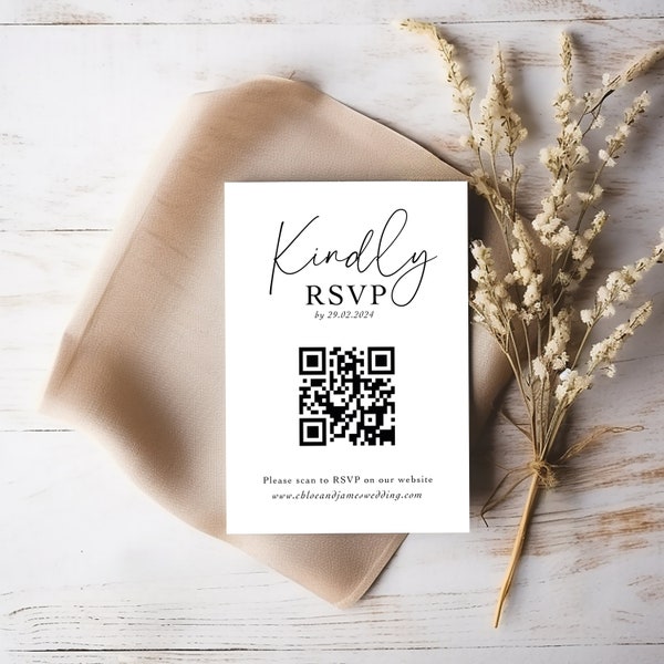 Wedding RSVP QR Code, Wedding Qr Code, Wedding QR Code Rsvp Cards, Wedding Response Card Qr Code, Personalised, Printed and Shipped!