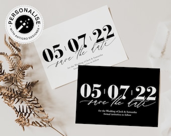 Black and White Save The Date, Mono Wedding Save The Date, Simple Save The Dates, Minimalist Wedding Save The Date Cards