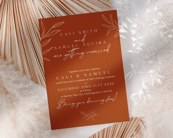Terracotta Evening Invitation, Rust Reception Wedding Invitations, Burnt Orange Wedding Invite, Boho Wedding Invitation, Fall Wedding