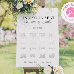 Simple Wedding Table Plan, Minimalist Wedding Seating Chart, Wedding Welcome Sign, Find your Seat, Large, Printed