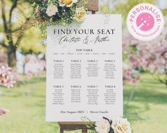 Minimalist Wedding Seating Chart: Printed Table Plan