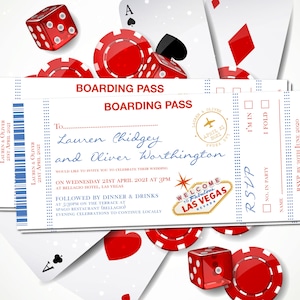 Las Vegas Ticket Destination Wedding Invitations | Wedding Travel Invites | Vegas Wedding