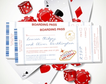 Las Vegas Ticket Destination Wedding Invitations | Wedding Travel Invites | Vegas Wedding