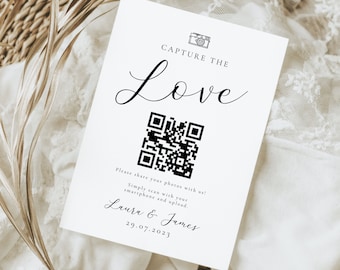 結婚式の写真QRコードサイン • 愛を分かち合う • A6カード - Etsy 日本