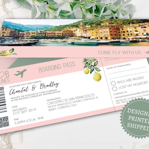 Foto-Einladung, Foto-Bordkarte, Strandhochzeitseinladungen, Hochzeitsreisetickets im Ausland, Hochzeitsreisebrieftasche