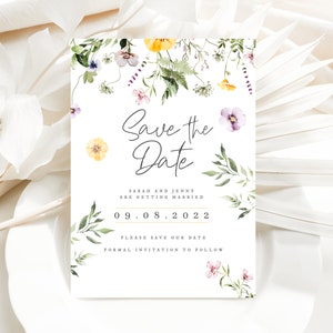 Wildblumen Save the Date, Hochzeit Save the Dates Wildblumen, Günstige Save the Dates