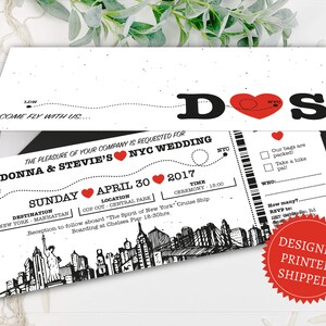 New Yorker Zielort Einladungen, Bording Pass Hochzeitseinladung, Ziel Hochzeit Reisetickets, Hochzeit Travel Wallet