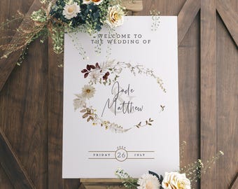Rustic Floral Welcome Wedding Sign • Autumnal Decor