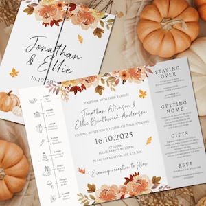 Rustikale Kürbis Hochzeitseinladungen, Herbstliche Hochzeitseinladung, Rost gefaltete Hochzeitseinladung, Terrakotta Hochzeit, Herbst, Herbstlich