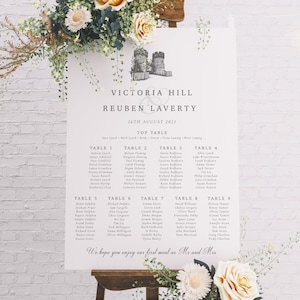 Illustrated Wedding Table Plan, Venue Sketch Wedding Seating Plan, Simple Table Plan Wedding, Printed and Personalised