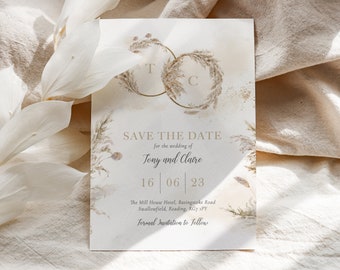 Pampas Wedding Save The Dates, Rustic Wedding Save The Date Card, Postcard Save the Date, Printed with envelopes, Cheap Save the Date