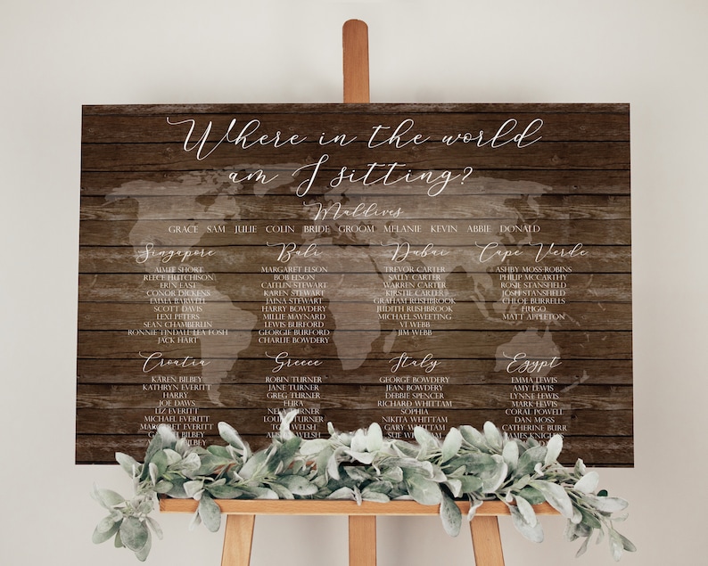 Destination Wedding Sign, Where in the World am I Sitting, Wedding Table Plan Sign, Wedding Seating Chart Sign, Large, Printed image 9