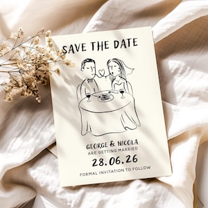 Handgezeichnete Save The Date Karte, Scribble Hochzeit Save The Date, Einzigartige Save The Dates