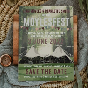 Festival Hochzeit Save The Date, Festival Save the Dates, Tipi Hochzeit, Boho