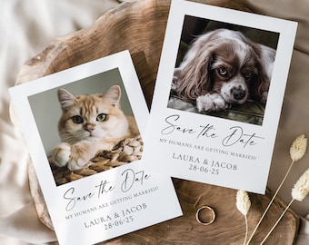 Pet Photo Save the Date Cards, My Humans are getting married Wedding Announcement, Dog Save the Dates