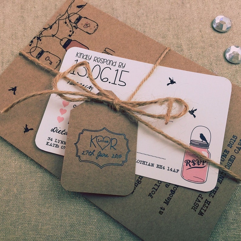 Sample Rustic Twine Vintage Shabby Chic Wedding Invitations Etsy