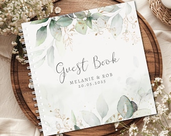 Foliage Wedding Guest Book • Eucalyptus & Gold Leaf Album