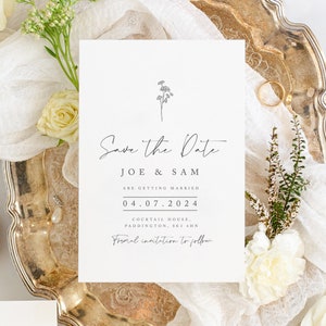 Tarjeta de invitación para boda con flores de saúco, tarjeta de invitación para boda sencilla, invitación económica para boda