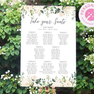 Ivory Botanical Wedding Seating Plan, Find your Seat, Sage Table Plan, Greenery Wedding Sign, Leaves, Foliage, Green