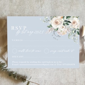 Staubblaue Antwortkarte für Hochzeiten, Antwortkarte, Antwortkarte, Antwortkarte, Menüauswahl, passende Antwortkarten