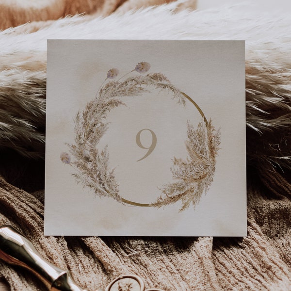 Pampas Grass Table Numbers, Boho Wedding Table Numbers, Rustic Table Numbers Wedding, Table Names