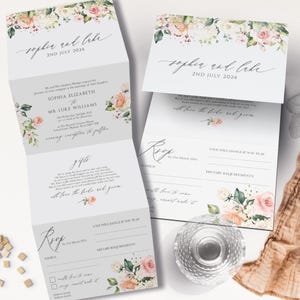 Pfirsich Hochzeitseinladung, Blumenhochzeitseinladungen, blush Hochzeit einladen, Mit Blumen