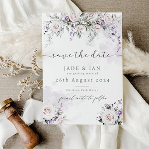 Mélodie printanière lilas "Retenez cette date", Cartes "Retenez cette date" fleurs sauvages, Cartes "Retenez cette date" pour mariage, "Retenez cette date" pas cher