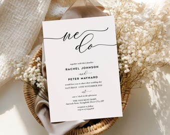 Minimalist We Do Wedding Invitations, Simple Elegant Wedding Invites, Personalised Modern Invitation