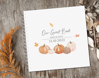 Rustic Pumpkin Wedding Guestbook, Autumnal Wedding Album, Autumn Fall Wedding Guest book, Personalised Keepsake