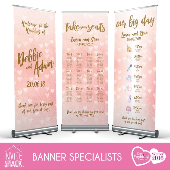 Blush Gold Wedding Pull Up Banner Welcome Roller Banner Etsy