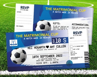 Football Ticket Wedding Invites, Perfect Match Wedding Invitation, Soccer Wedding Tickets, Sports Ticket Wedding Invites