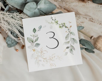 Gold Leaf Eucalyptus Wedding Table Numbers or Names