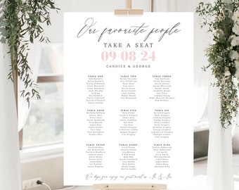 Simple White Wedding Table Plan, Custom Wedding Seating Chart, Blush Wedding Welcome Sign, Our Favourite People, Any Colour