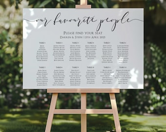 Minimalist Wedding Seating Chart Sign: Personalised Table Plan