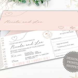 Staubige Rosa-Brieftasche, Hochzeitseinladungen in Blush-Hochzeit, Auslands-Hochzeits-Reisekarten, Hochzeitsreise-Geldbörse, Roségold