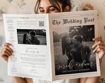PRINTED Personalised Wedding Newspaper Program: Unique Keepsake