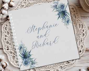 Blue Thistle Wedding Guest Book • Scottish Guestbook Keepsake Album for Bride and Groom