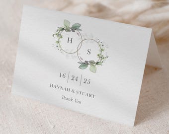 Botanical Wedding Thank You Cards: Personalised Foliage Design