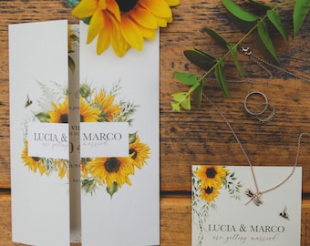 Sunflower Wedding Invitations, Gatefold Wedding Invitation, Rustic Sunflower Wedding Invite, Timeline Wedding Invites, Invitations Wedding